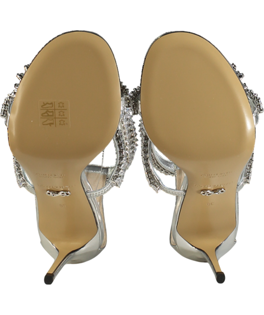 Mach & Mach Metallic Lotus Flower Jewelled Leather Sandal Heels UK 5 EU 38 👠