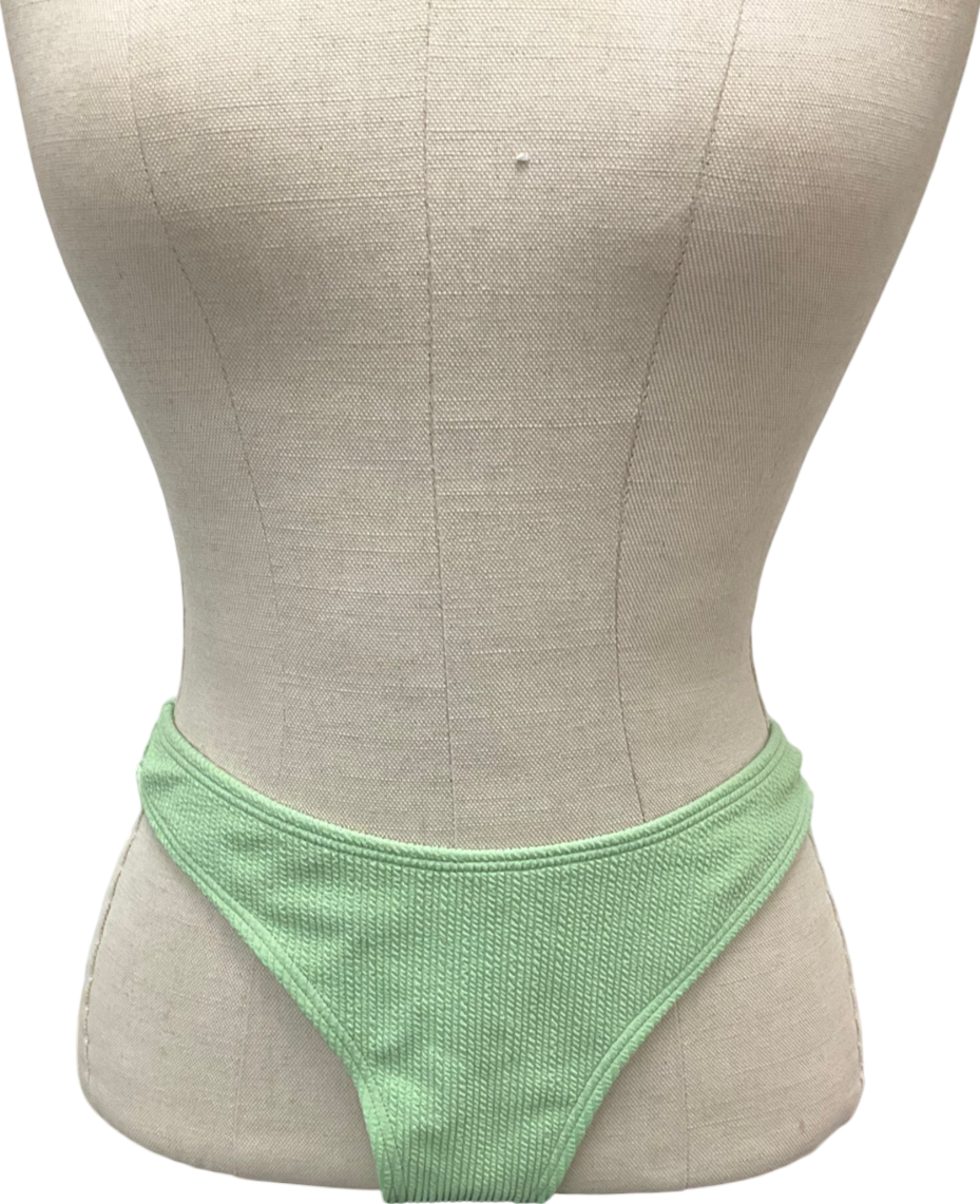 PrettyLittleThing Sage Green Mini Crinkle Tanga Bikini Bottoms UK 8