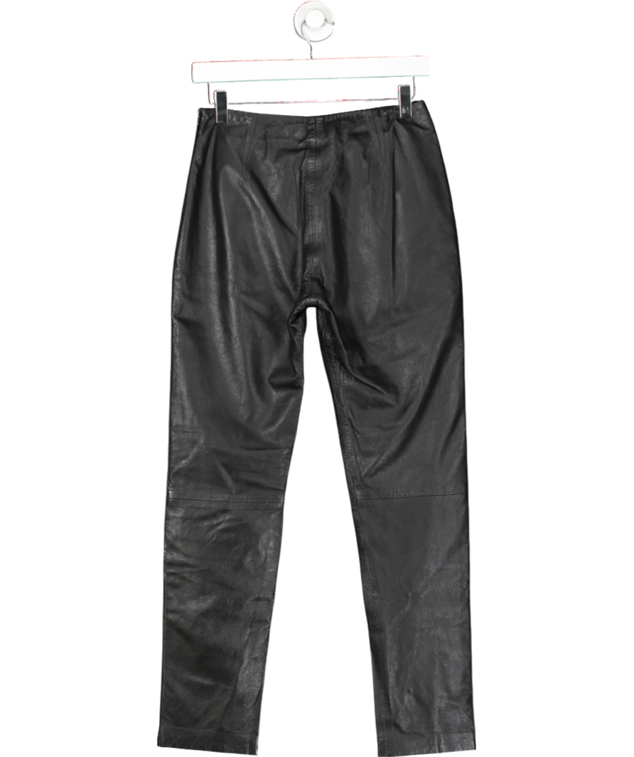 Karen Millen Black Petite Leather Button Detail Trousers - Petite Length UK 4
