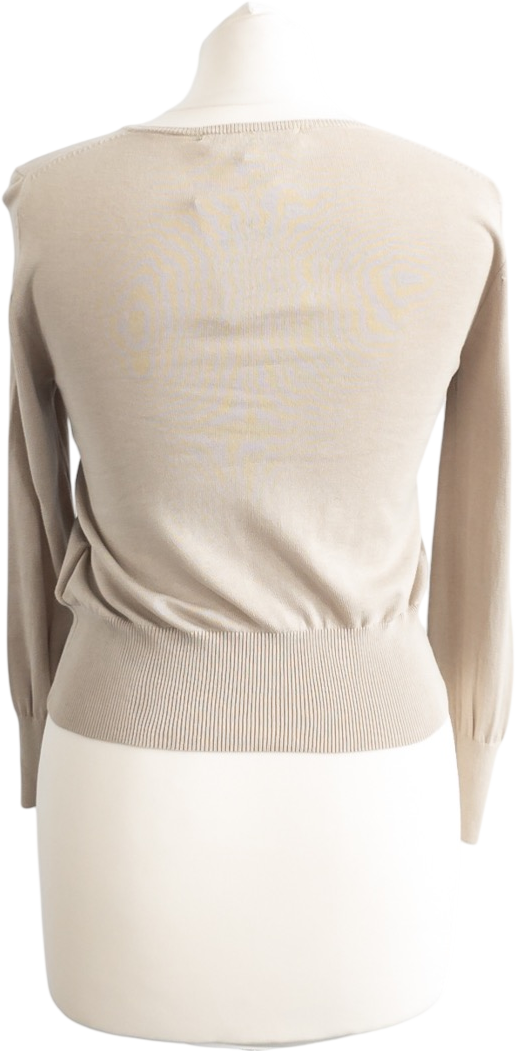 LK  BENNETT Beige Silk-cotton Cardigan UK XS