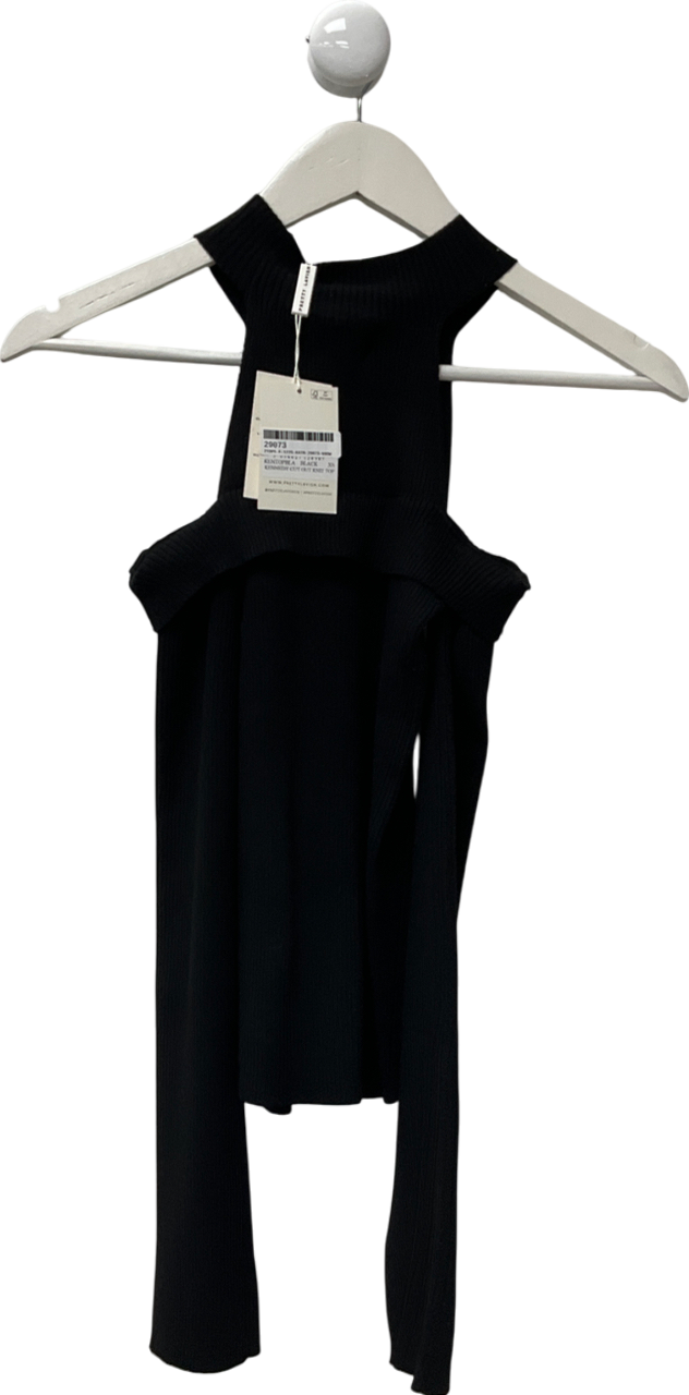 PRETTY LAVISH Black Kennedy Cut Out Knitted Top UK XS