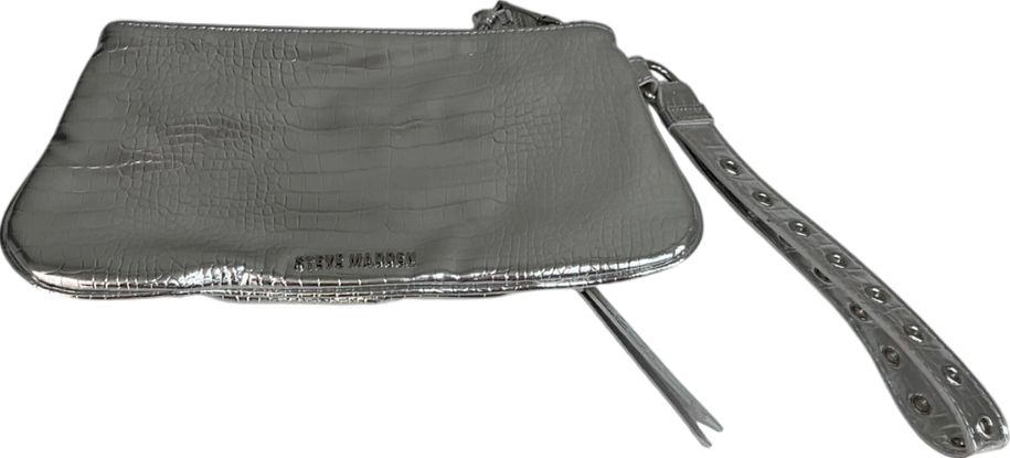 STEVE MADDEN Silver Bglowing clutch bag with wrist strap