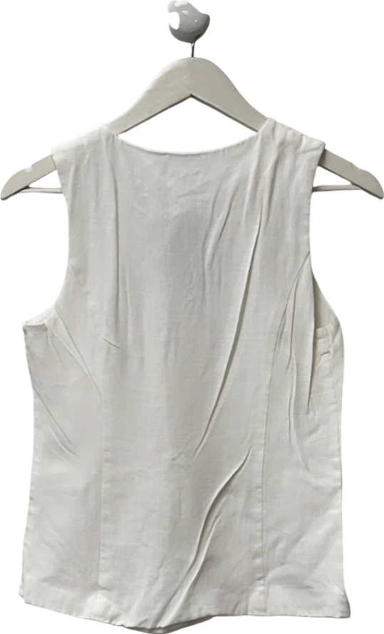 White Fox White Linen Look Blazer Top UK M