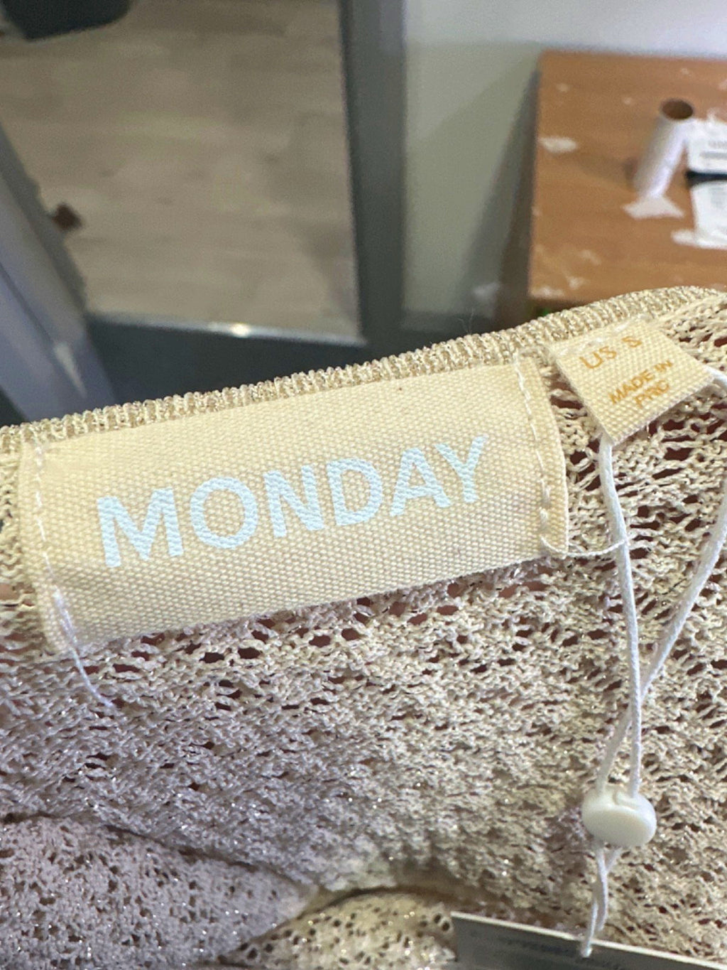 Monday Champagne Lurex Lace Crochet Catana Dress UK S