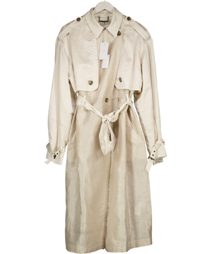 Ted Baker Cream Saila Patchwork Linen-blend And Woven Trench Coat UK 16
