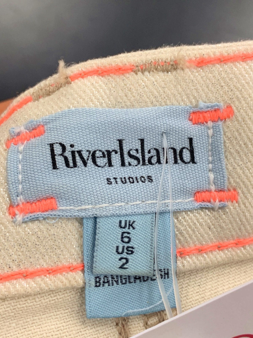 River Island Beige Denim Mini Skirt UK 6