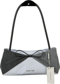 CHARLES & KEITH Hazel Striped Bow Panelled Shoulder Bag - Grey