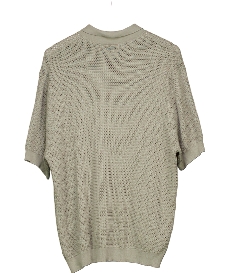 Industrie Green Crochet Short Sleeve Polo UK XL