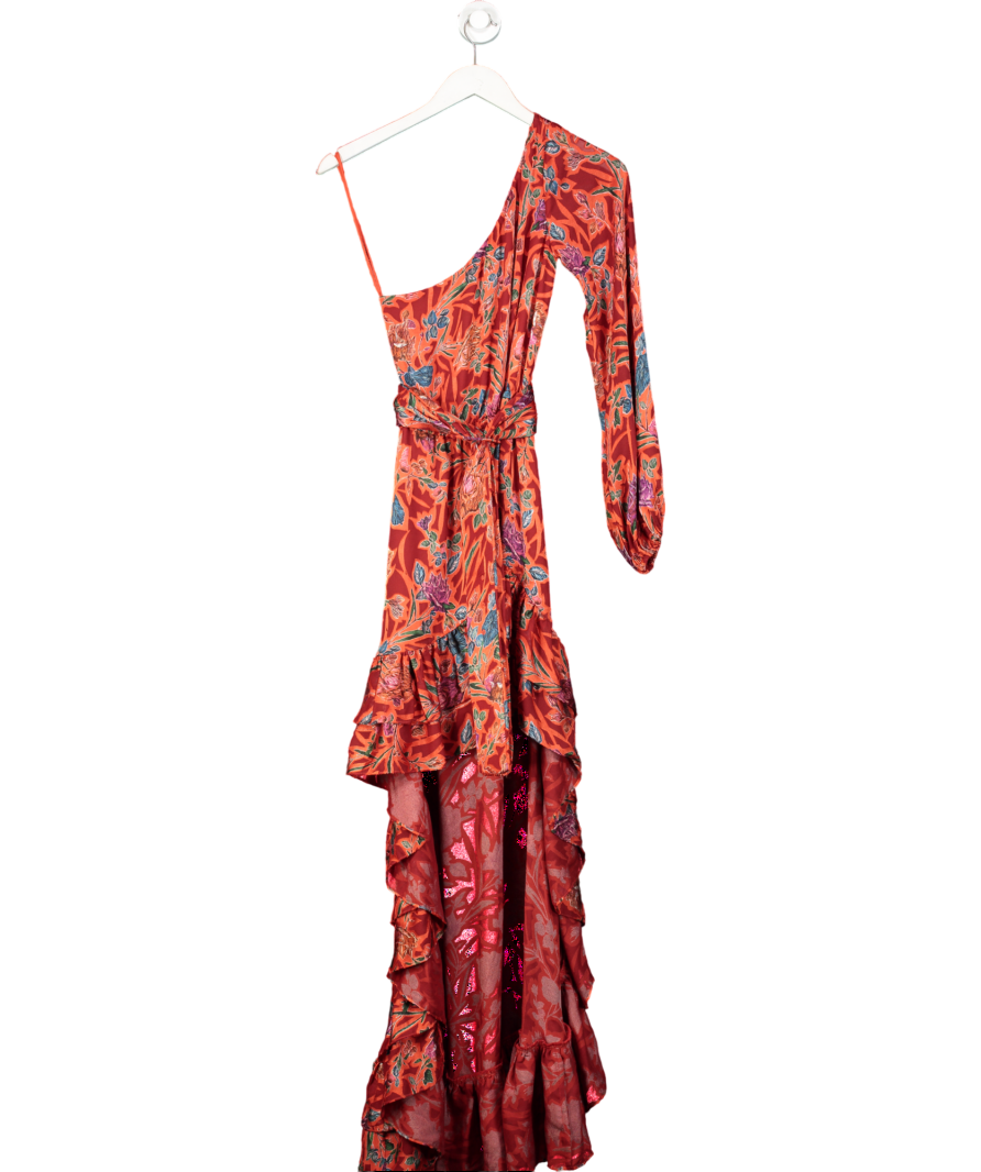 Alexis Red Marseilleasymmetrical Hi-low Floral Maxi Dress/gown Belted UK XS