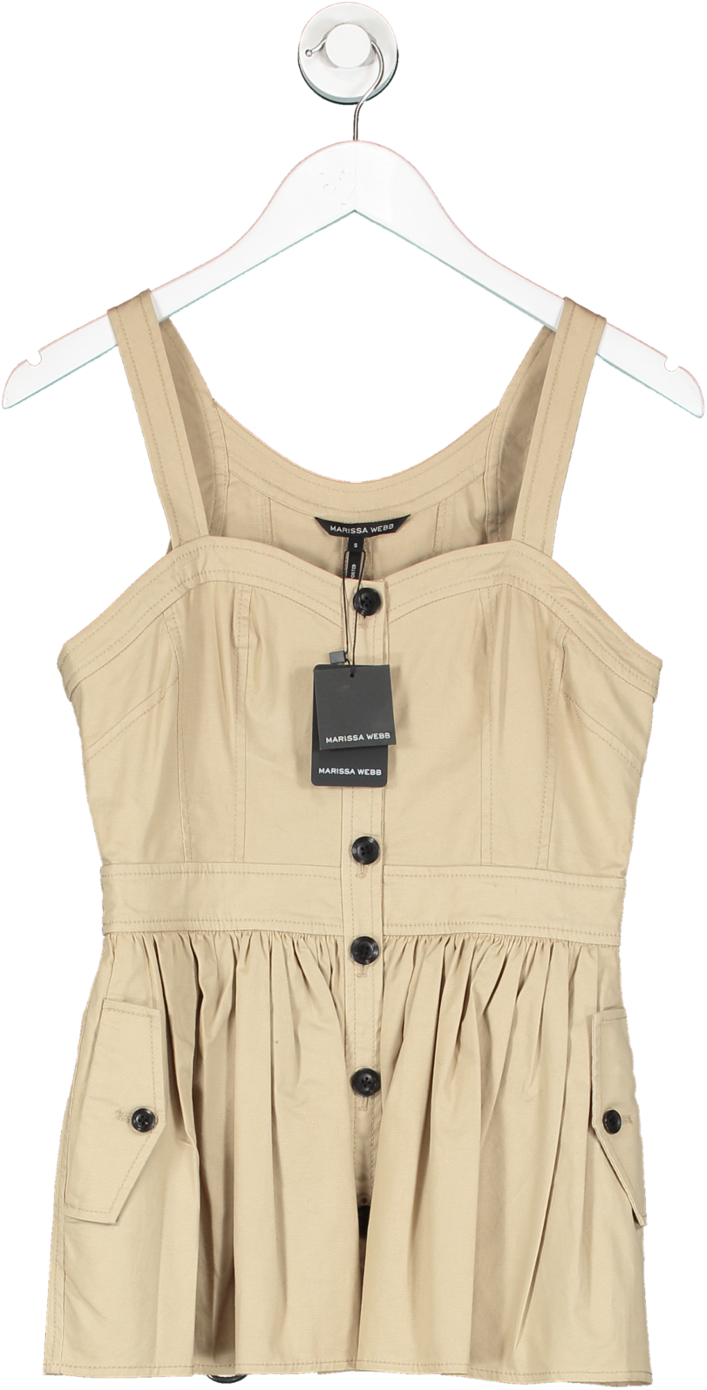Marissa Webb Beige Brielle Canvas And Tulle Seamed Trench Vest UK S