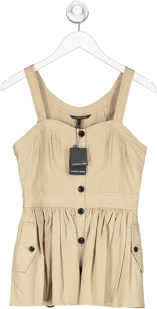 Marissa Webb Beige Brielle Canvas And Tulle Seamed Trench Vest UK S