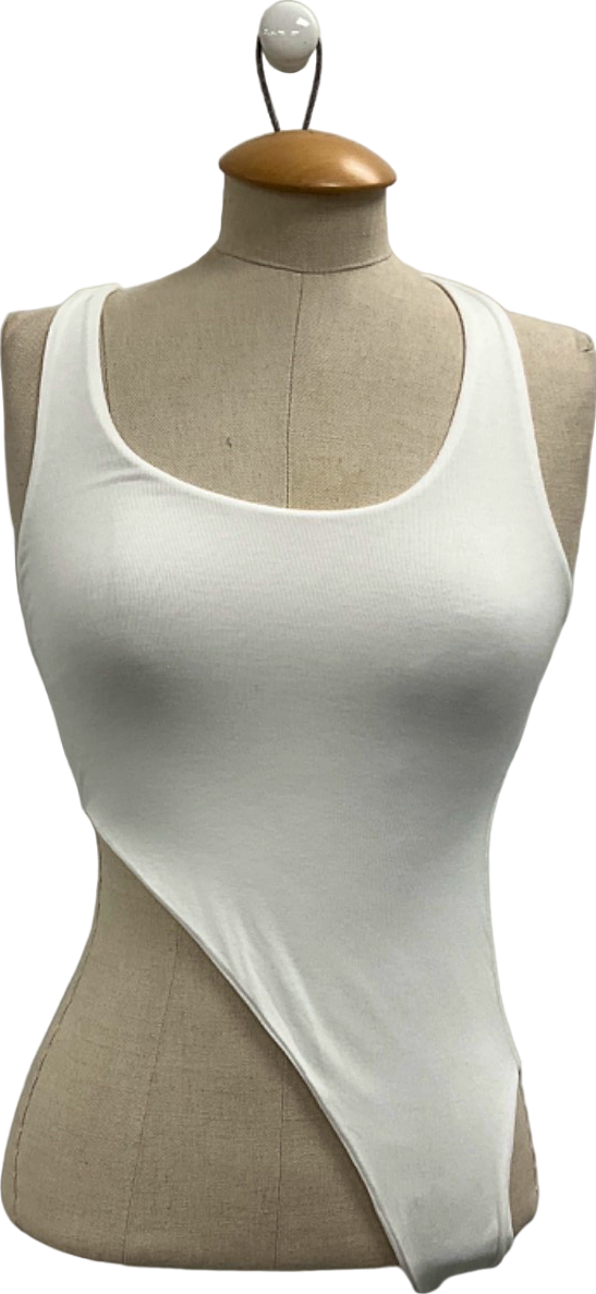 Bayse White Asymmetric Bodysuit UK XS