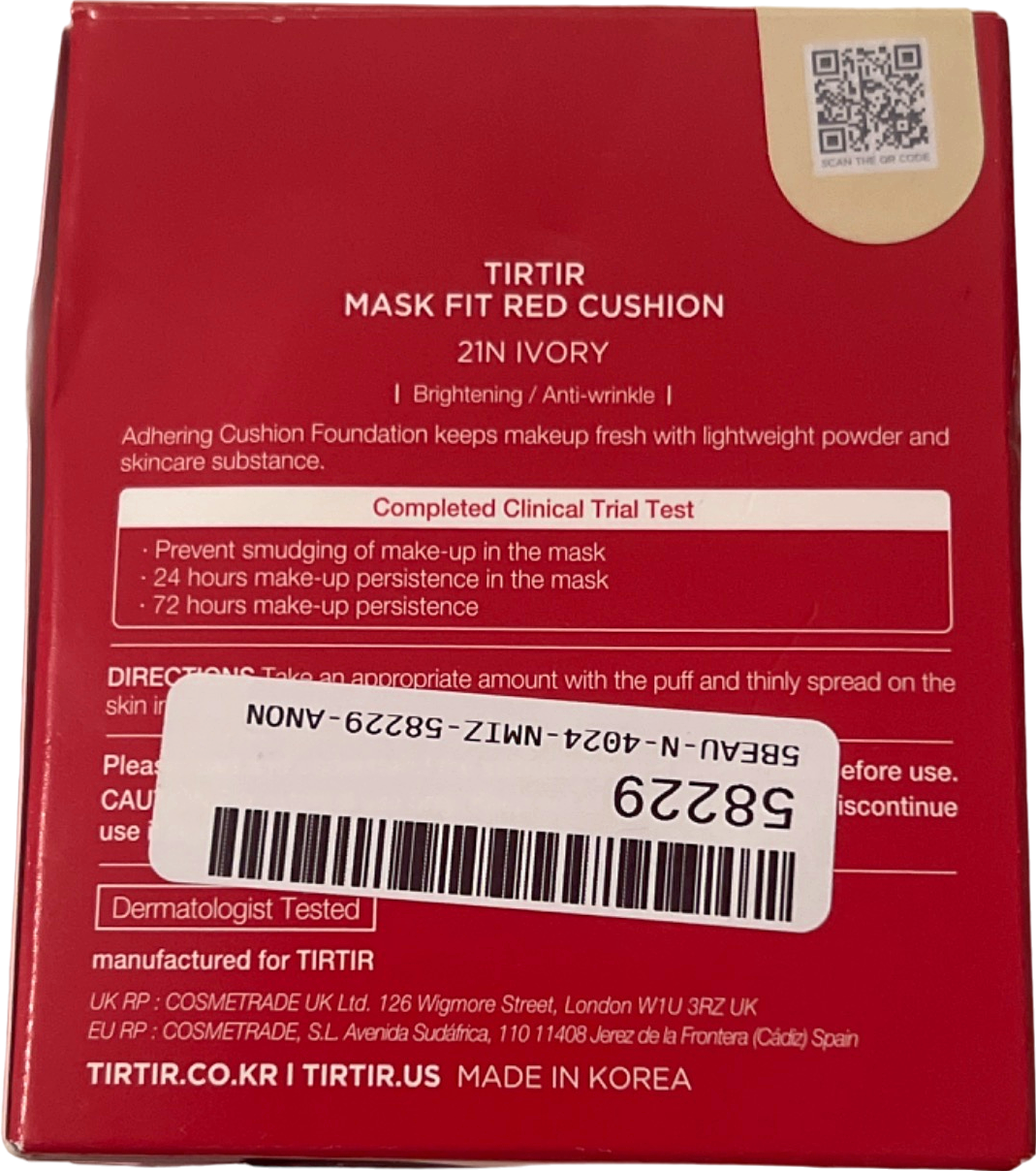 TIRTIR Mask Fit Red Cushion 21N Ivory 18g
