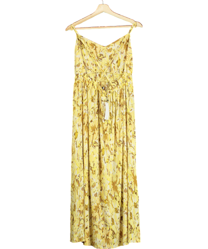 MANGO Yellow Cross-back Textured Dress UK XL