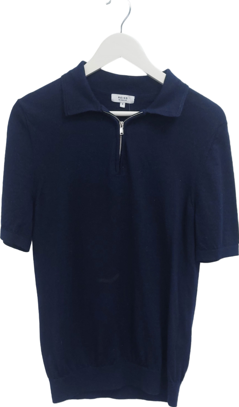 REISS Blue Duchie Merino Wool Polo Shirt UK S