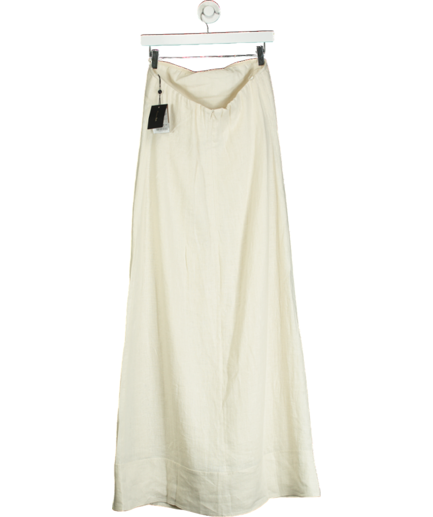 Massimo Dutti Cream Linen Strapless Midi Dress UK M