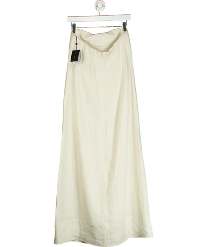 Massimo Dutti Cream Linen Strapless Midi Dress UK M