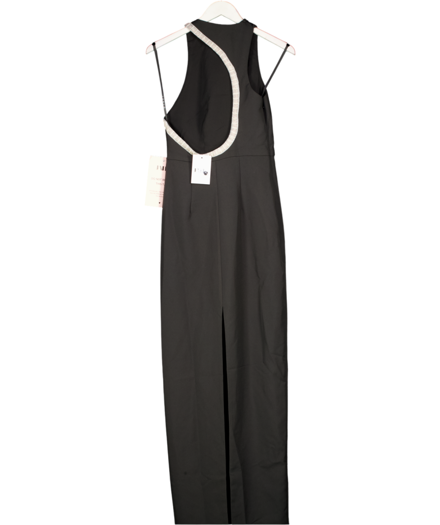 JARLO Black Asymmetric Beaded Detail Maxi Dress UK 8