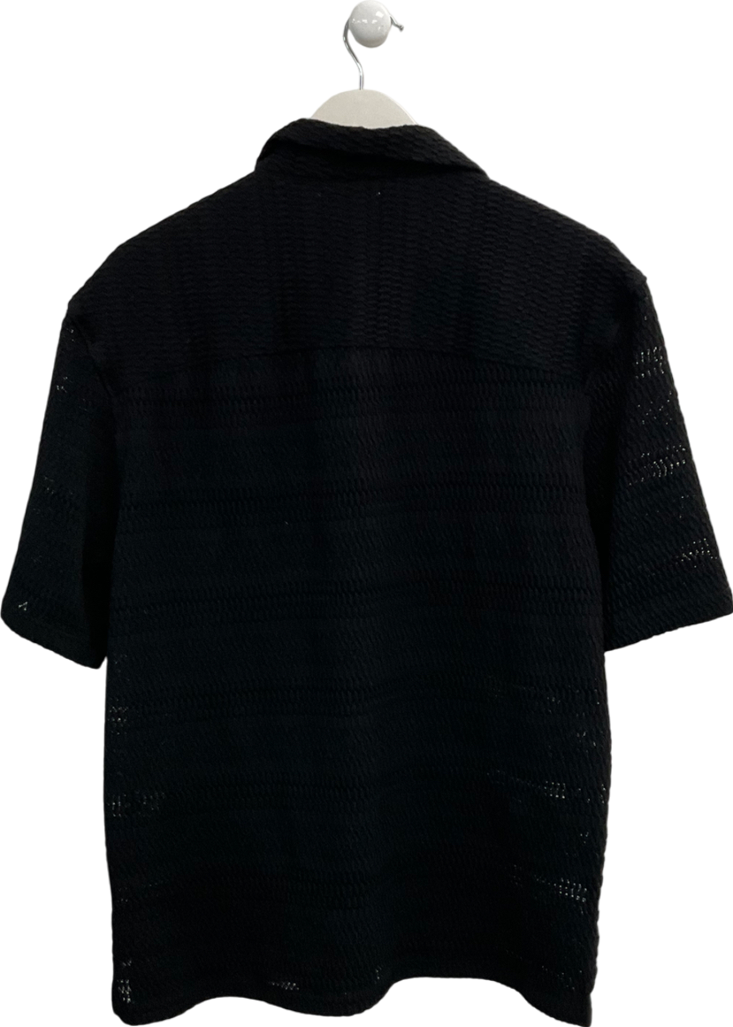 ZARA Black Textured Short Sleeve Shirt UK L