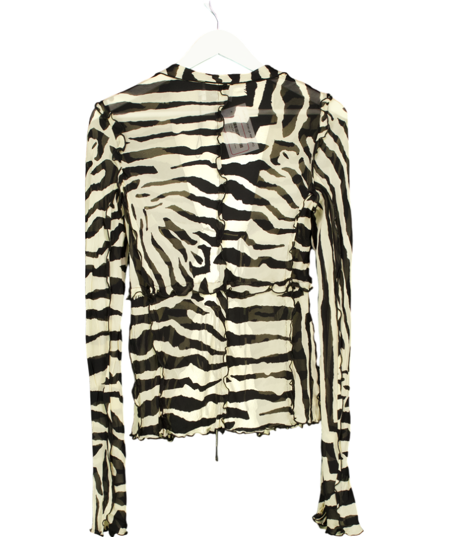 Rat & Boa Beige Zephyr Zebra Blouse UK XS