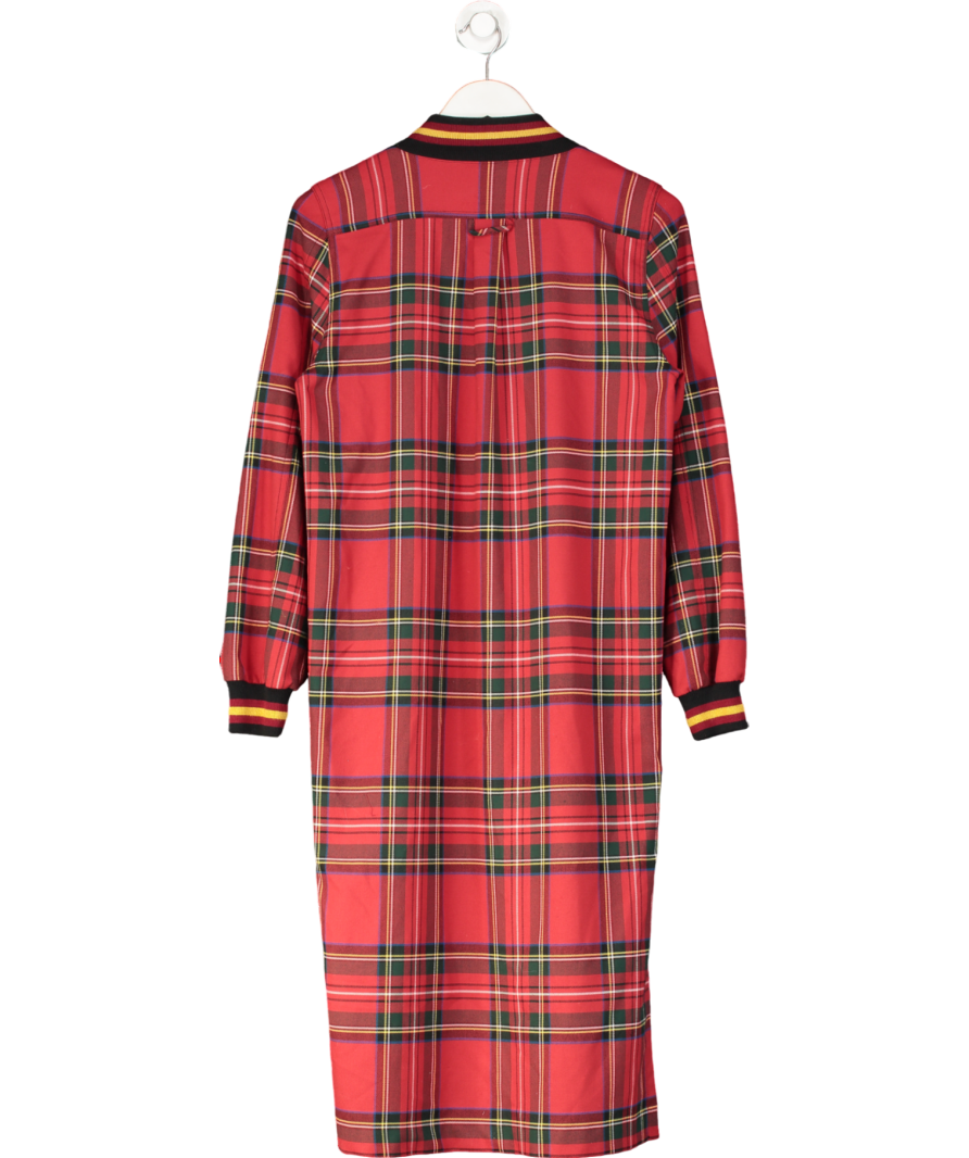 River Island Red Rihanna Checked Ribbed Jacket Dress UK 8
