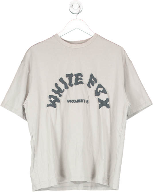 White Fox Grey Oversized Project 5 T Shirt UK S/M