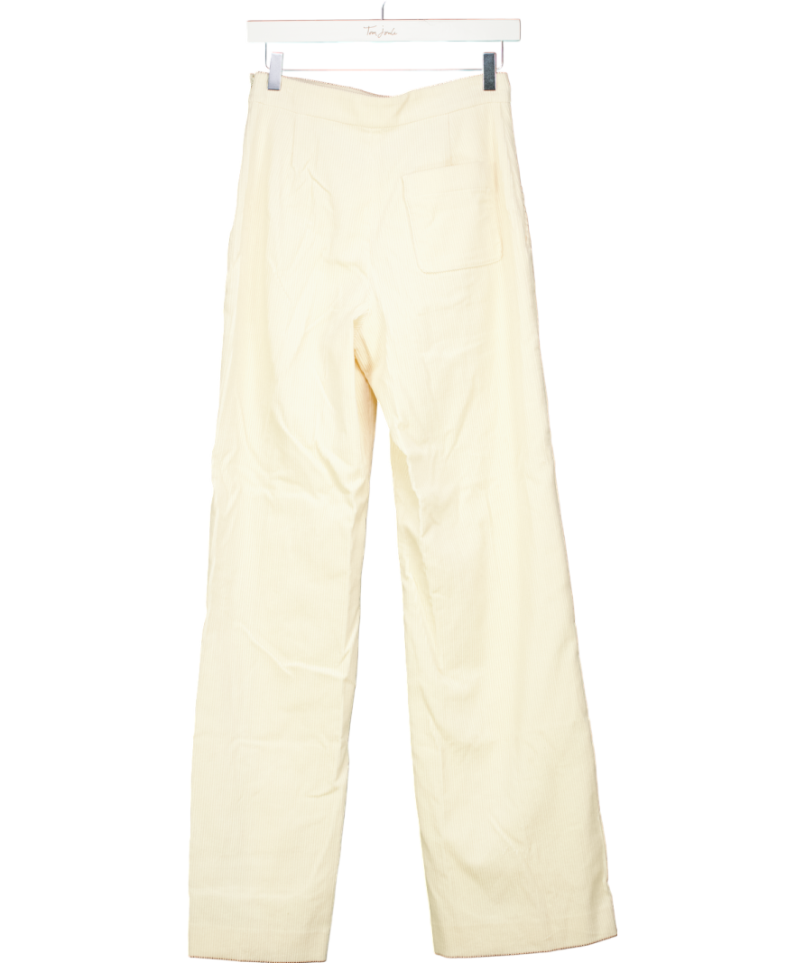 Sezane Cream Croduroy Marino Button Detail Trousers UK 8