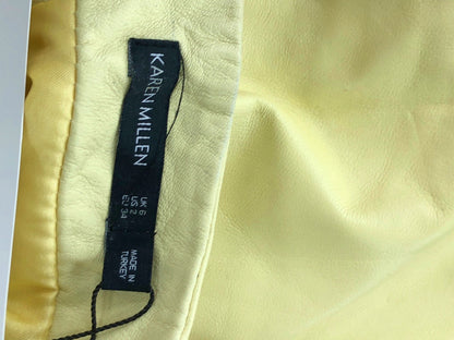 Karen Millen Yellow Leather Micro Mini Skirt UK 6