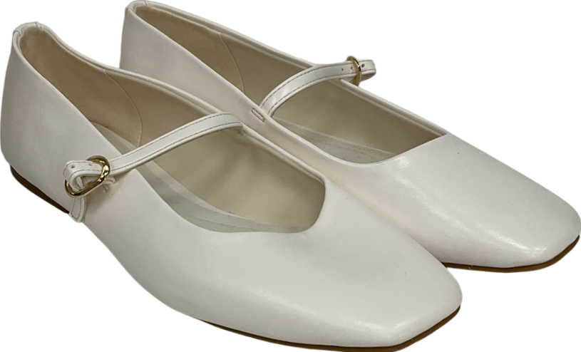 Stradivarius Cream Wide Fit Minimal Baller Shoe Off White UK 6 EU 39 👠