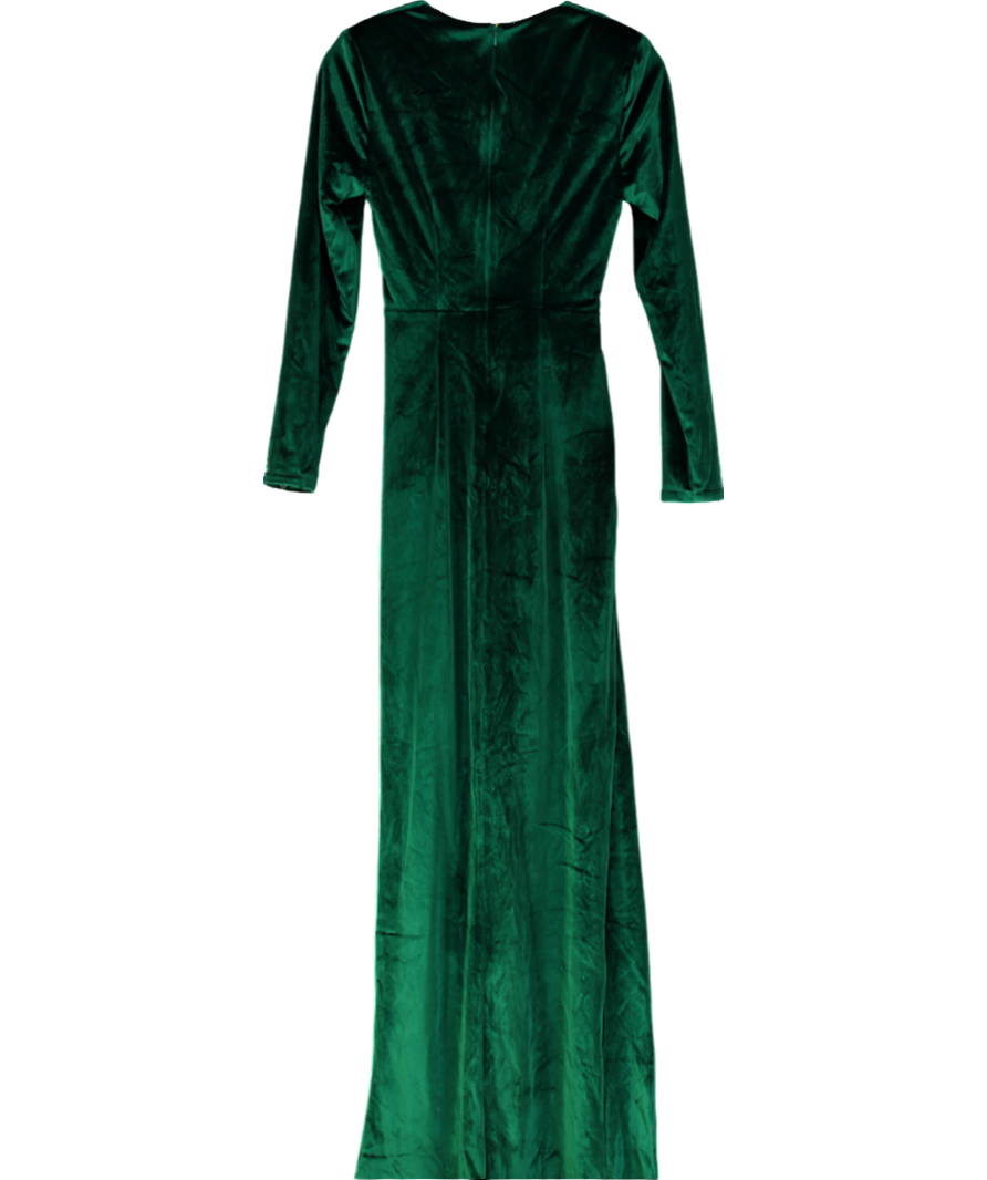 Club L Fay Bottle Green Velvet Corset Style Knot Maxi Dress UK 10