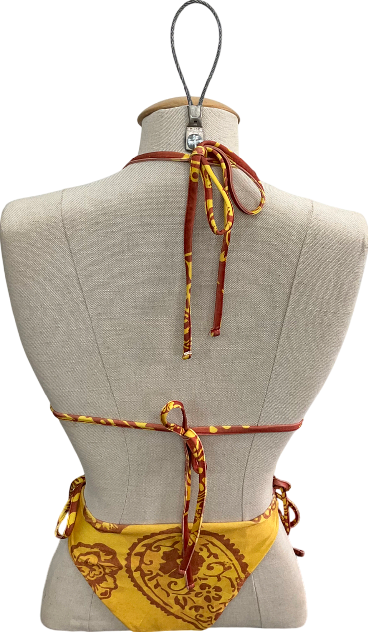 PrettyLittleThing Brown Patterned Triangular Bikini UK 8