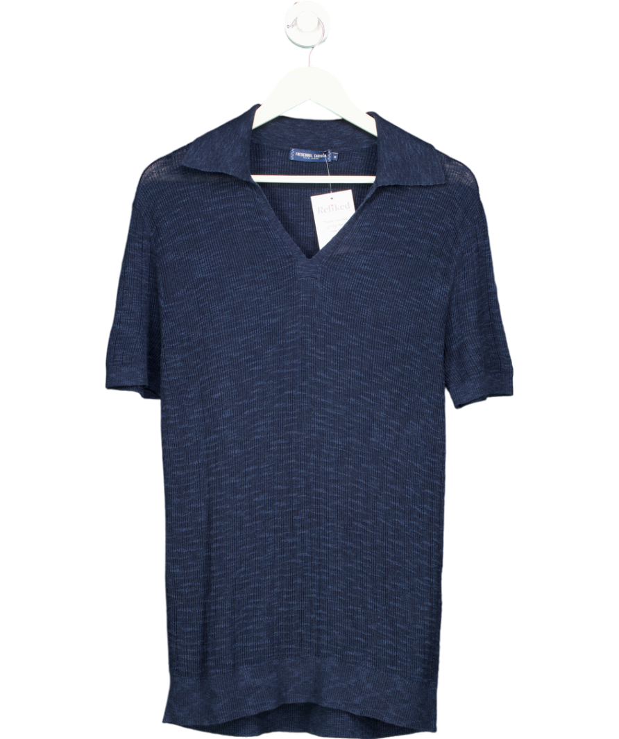 Frescobol Carioca Blue Jaoquim Cotton Blend Polo Shirt UK M