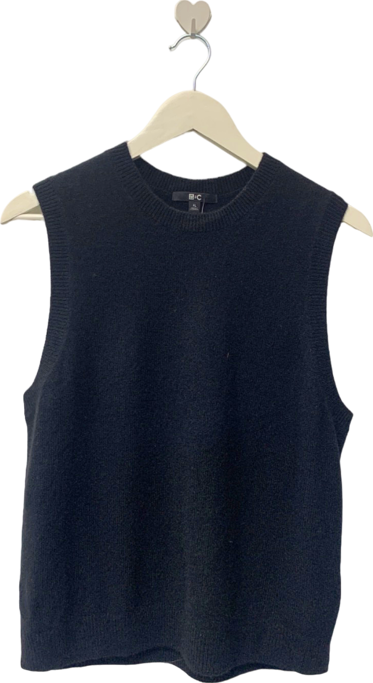 Uniqlo Black Cashmere Sleeveless Sweater UK XL