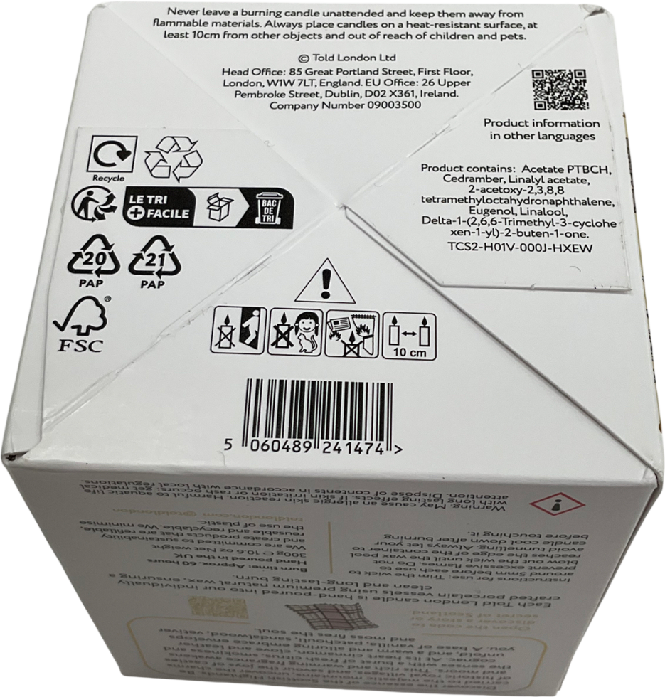 TOLD LONDON White Highland Retreat, Scotland Candle, 300g One Size