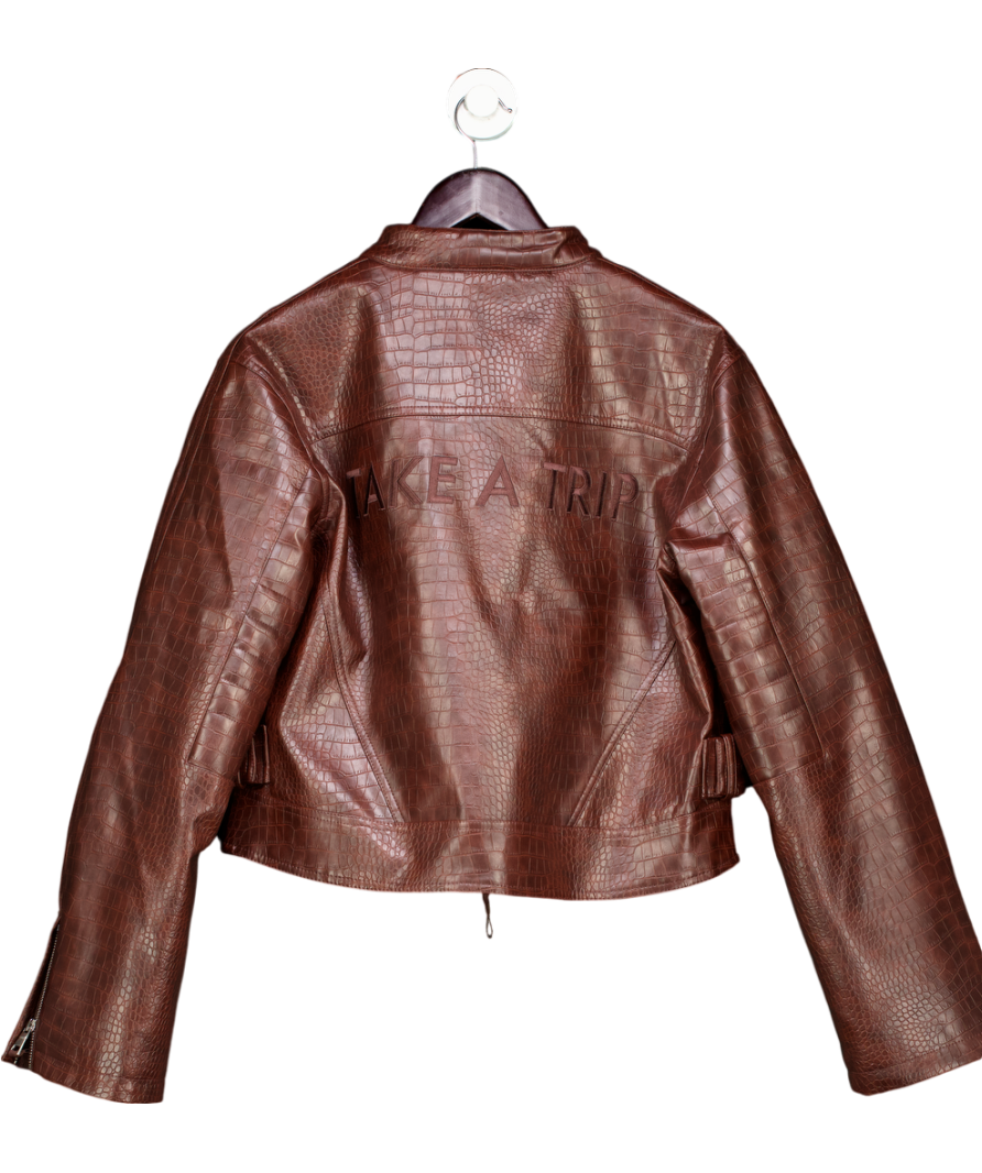 HOUSE OF SUNNY Brown Take A Trip Mini Racer Jacket UK 10