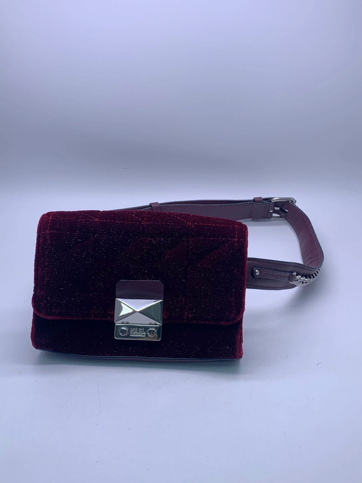 Karl Lagerfeld burgundy glitter Velvet Belt Bag