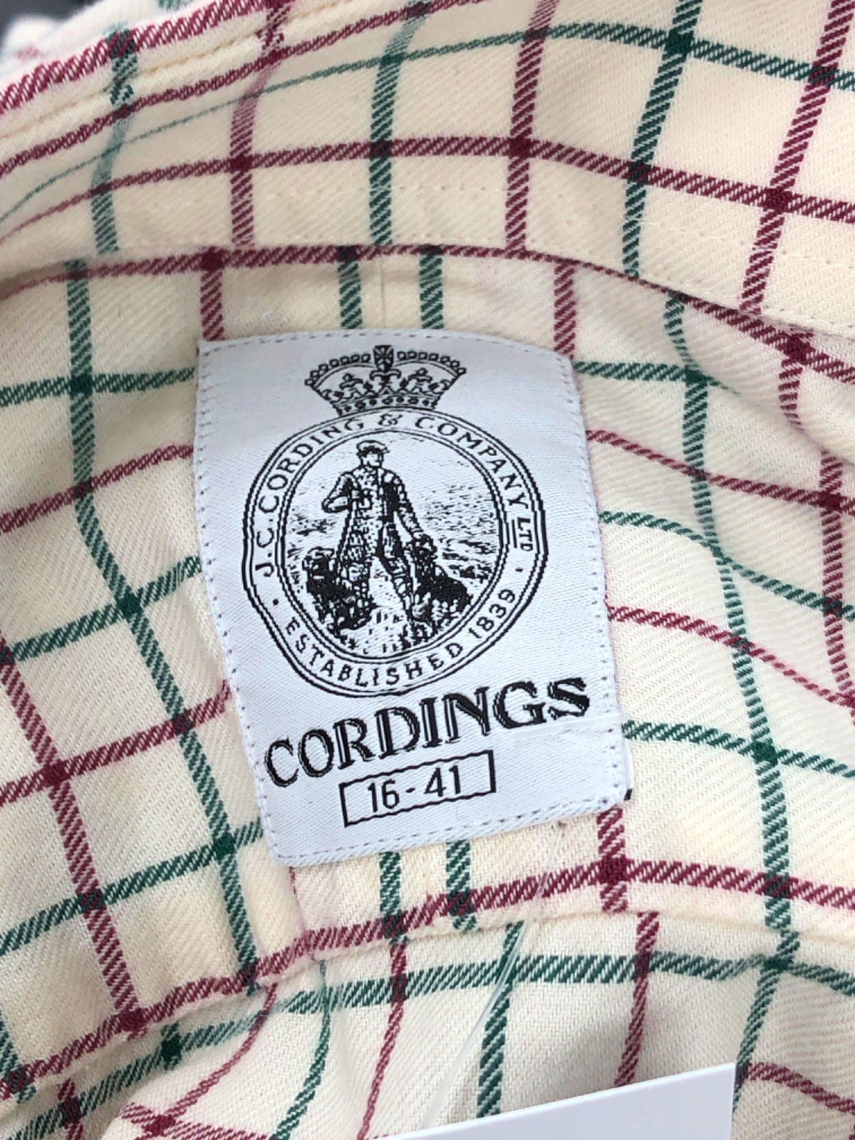 Cordings Cream Check Shirt UK 16-41
