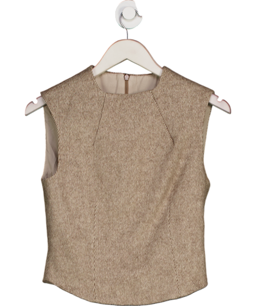 Oddmuse Brown Tweed Sleeveless Top UK S