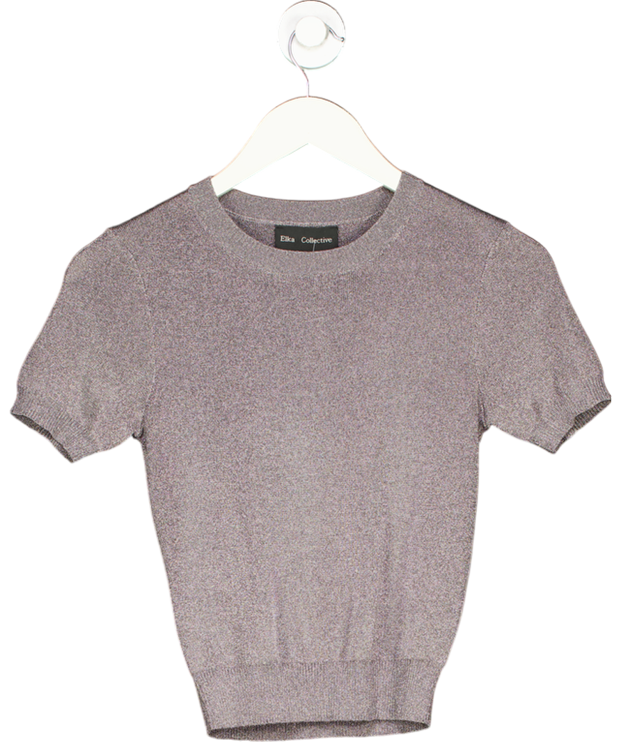 Elka Collective Grey Oceana Knit Tee Dark Chrome Lurex UK 6