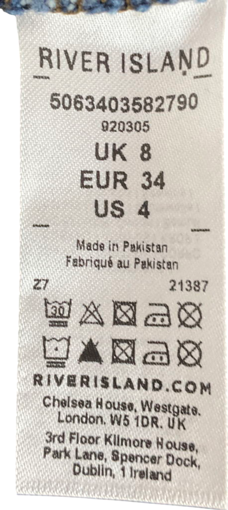 River Island Blue Denim Pocket Front Mini Skirt UK 8