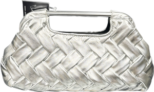 lipsy london Metallic Silver Weave Grab Handle Clutch Bag With Chain Strap