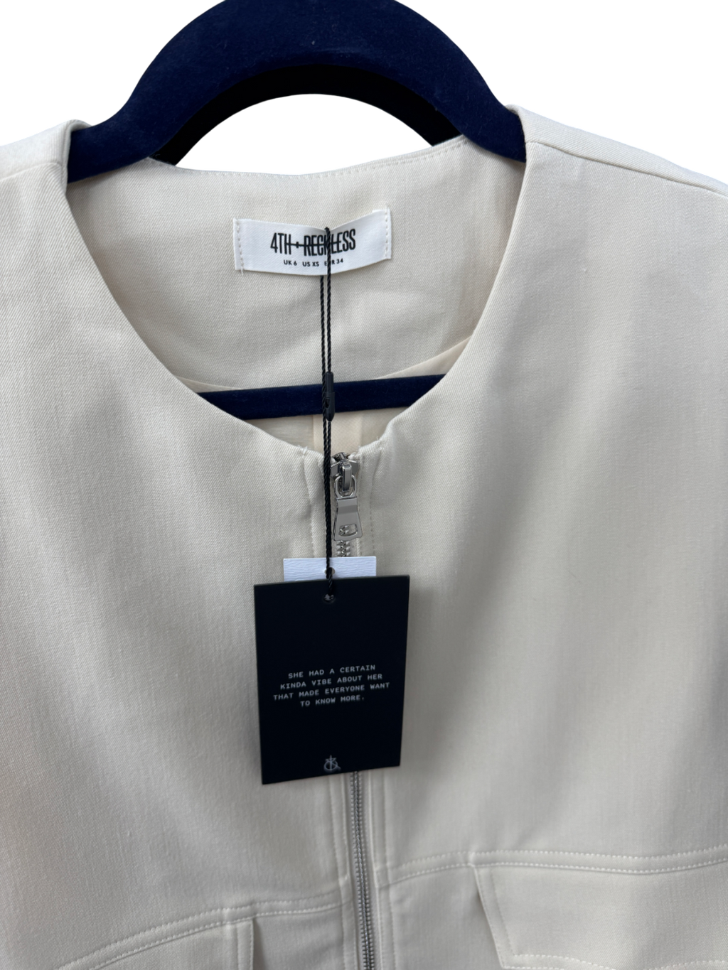 4th & Reckless Cream Drawstring Gilet- Cleo UK 6