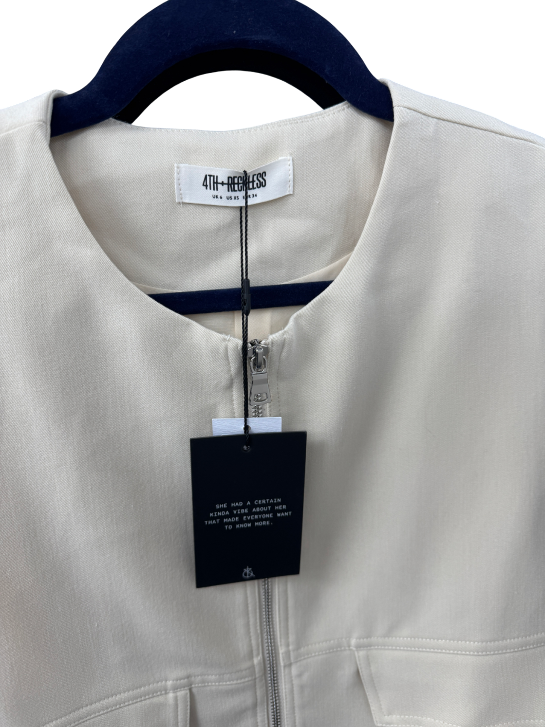 4th & Reckless Cream Drawstring Gilet- Cleo UK 6