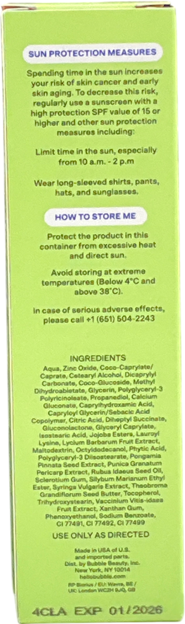 bubble Tinted Daily Mineral Sunscreen Broad Spectrum Spf 30 50ml