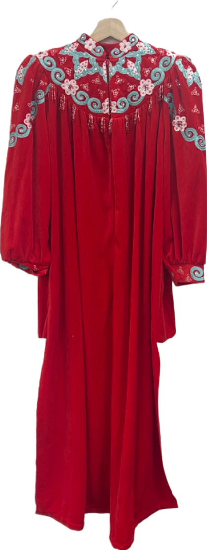 Red Embroidered Vintage Dress No Size