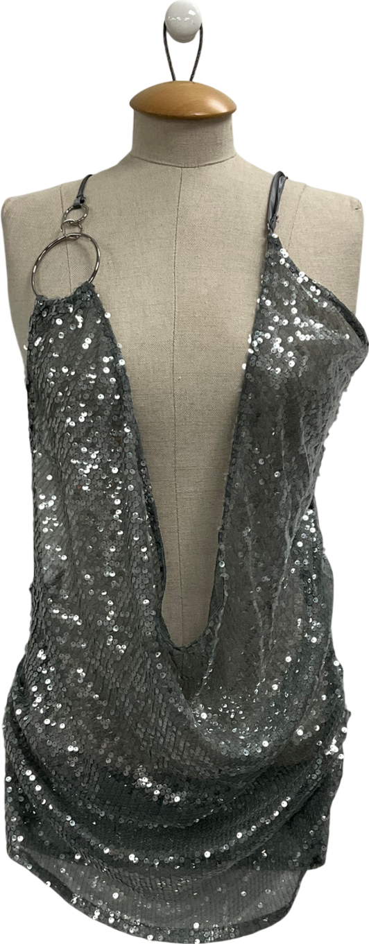 Jaded London Metallic Silver Vixen Mini Dress UK 10