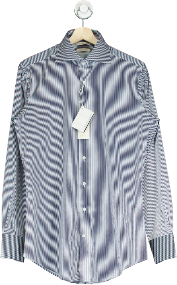 SuitSupply Navy Stripe Extra Slim Fit Shirt EU 40 Extra Slim Fit Formal