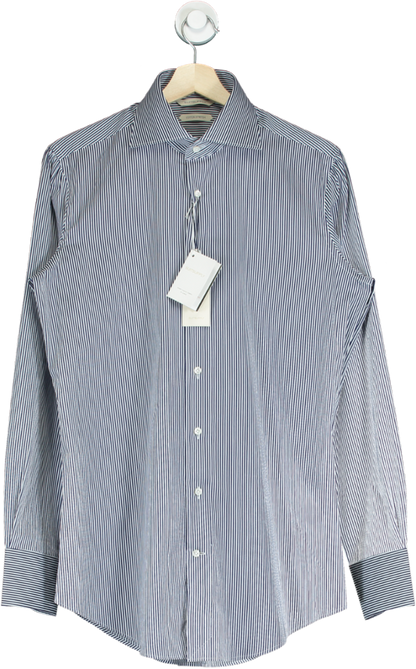 SuitSupply Navy Stripe Extra Slim Fit Shirt EU 40 Extra Slim Fit Formal