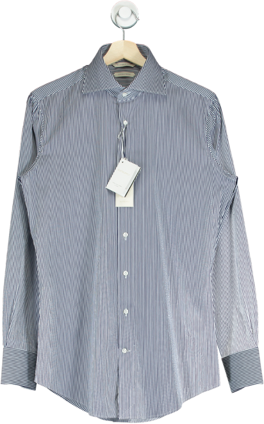 SuitSupply Navy Stripe Extra Slim Fit Shirt EU 40 Extra Slim Fit Formal