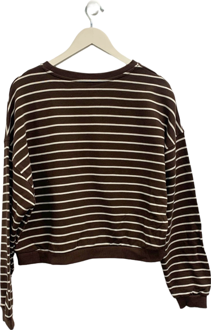 River Island Brown Soho NYC 94 Striped Sweatshirt UK M